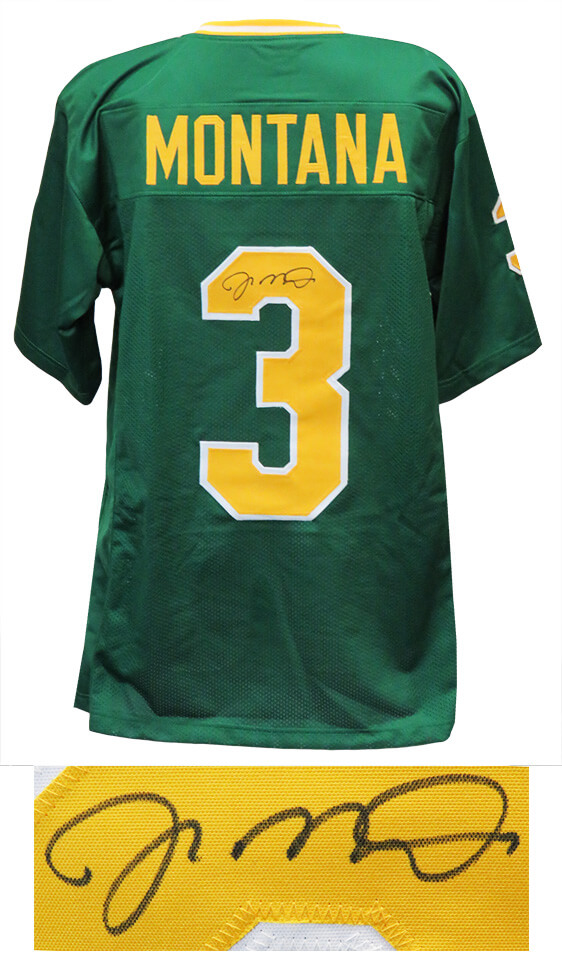 Joe Montana Signed Green Throwback Custom College Football Jersey