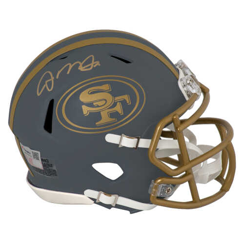 Joe Montana Signed San Francisco 49ers SLATE Riddell Speed Mini Helmet - (Fanatics)