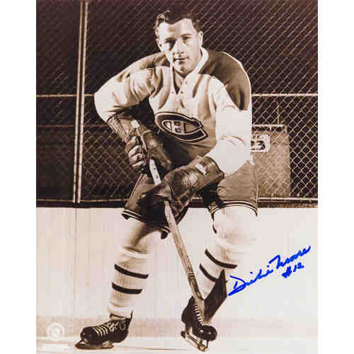 Dickie Moore Signed Montreal Canadiens Hockey Pose B&W 8x10 Photo