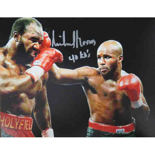 Michael Moorer Signed Boxing Puching Evander Holyfield 8x10 Photo w/40 KO's