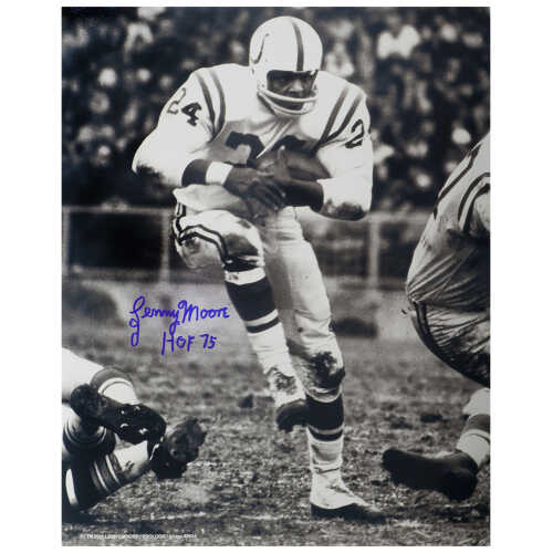 Lenny Moore Signed Colts Action B&W 16x20 Photo w/HOF'75