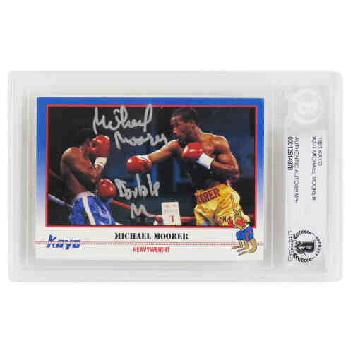 Michael Moorer Signed 1991 Kayo Boxing Trading Card #207 w/Double M - (Beckett Encapsulated)