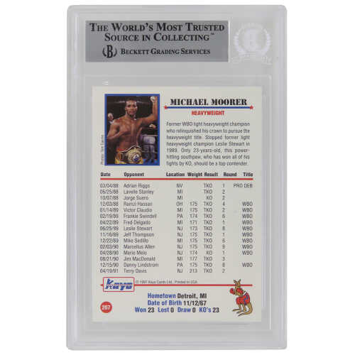 Michael Moorer Signed 1991 Kayo Boxing Trading Card #207 w/Double M - (Beckett Encapsulated) - Image 2