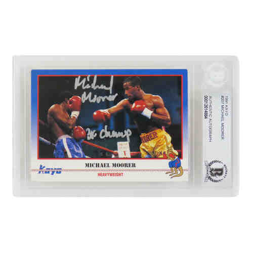 Michael Moorer Signed 1991 Kayo Boxing Trading Card #207 w/3x Champ - (Beckett Encapsulated)