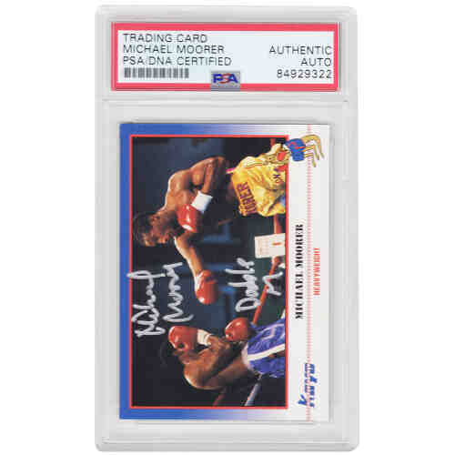 Michael Moorer Signed 1991 Kayo Boxing Trading Card #207 w/Double M - (PSA Encapsulated)