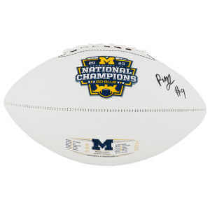 Rod Moore Signed Michigan Wolverines 2023 National Champions Baden White Logo Football