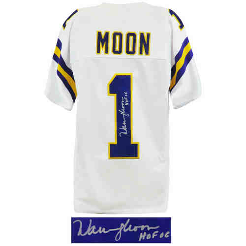 Warren Moon Signed White T/B Custom Football Jersey w/HOF'06