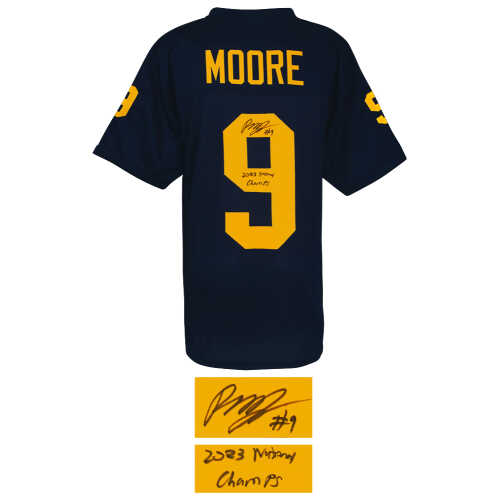 Rod Moore Signed Navy Custom College Football Jersey w/2023 National Champs - Image 2