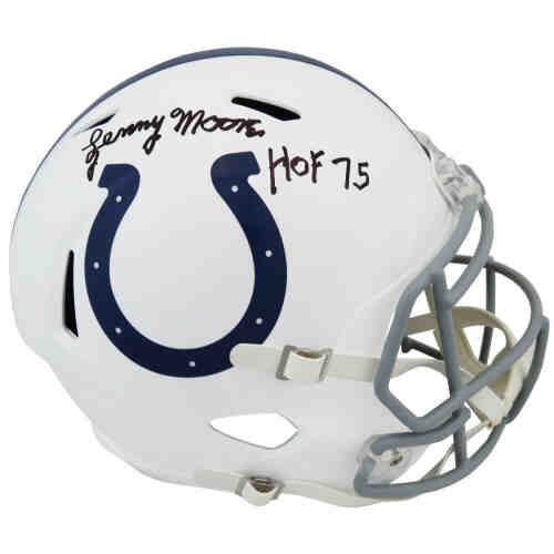 Lenny Moore Signed Colts Riddell Full Size Speed Rep Helmet w/HOF'75