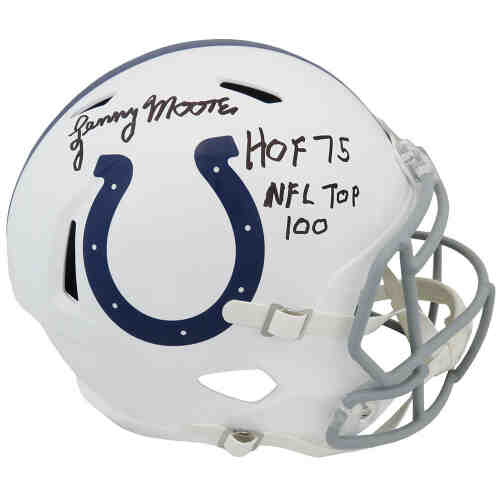 Lenny Moore Signed Colts Riddell Full Size Speed Rep Helmet w/HOF'75, NFL Top 100