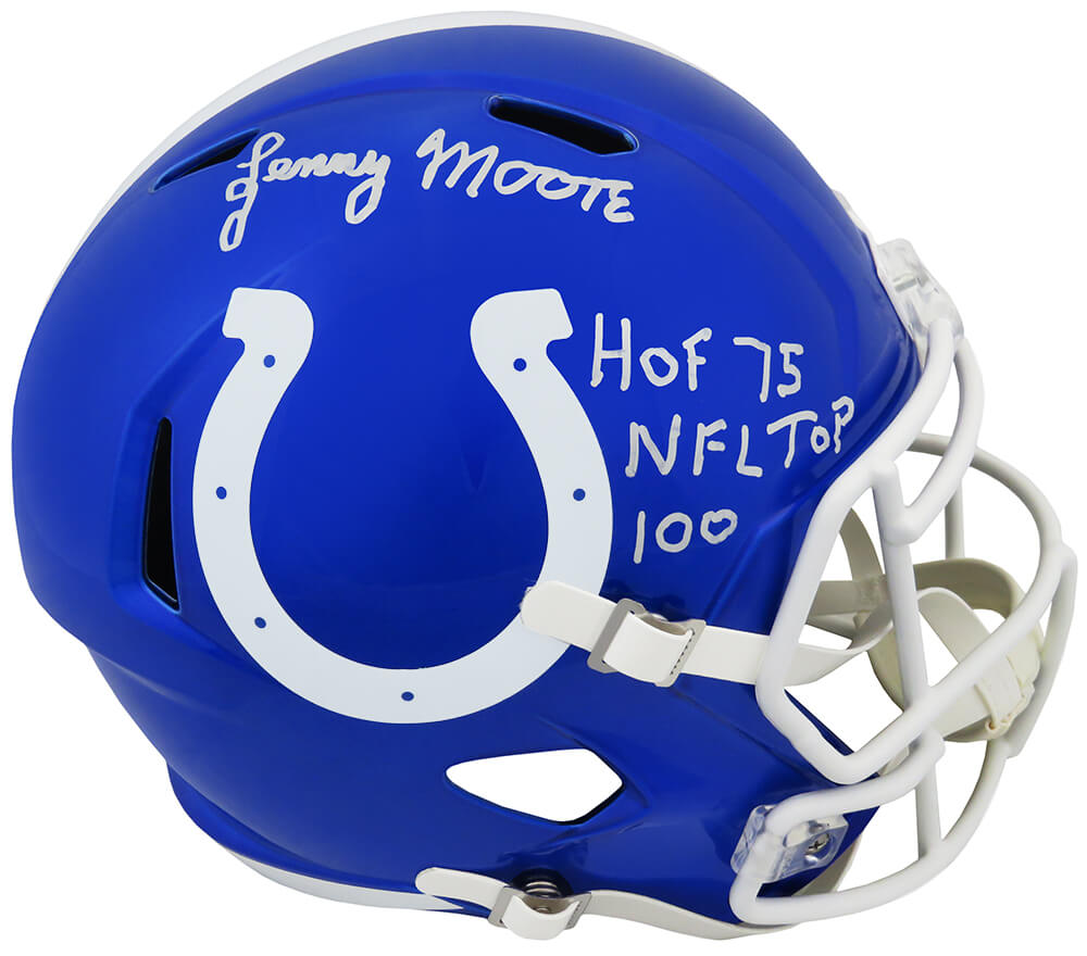 Lenny Moore Signed Colts Riddell Full Size Speed Rep Helmet w/HOF