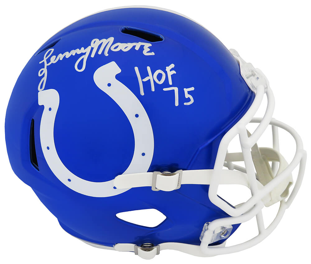 Lenny Moore Signed Colts Riddell Full Size Speed Rep Helmet w/HOF