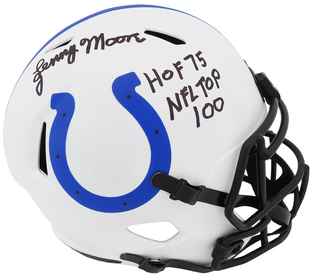 Lenny Moore Signed Colts Riddell Full Size Speed Rep Helmet w/HOF