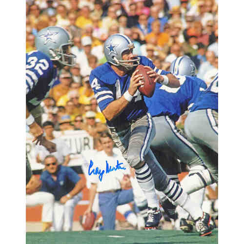 Craig Morton Signed Dallas Cowboys Navy Jersey Drop Back Action 8x10 Photo
