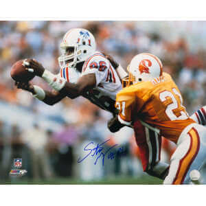 Stanley Morgan Signed New England Patriots White Jersey Action 16x20 Photo