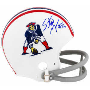 Stanley Morgan Signed New England Patriots Throwback 2-Bar Riddell (VSR4) Mini Helmet