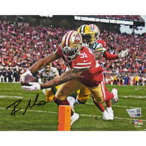 Raheem Mostert Signed San Francisco 49ers Action vs Packers 8×10 Photo (Fanatics)