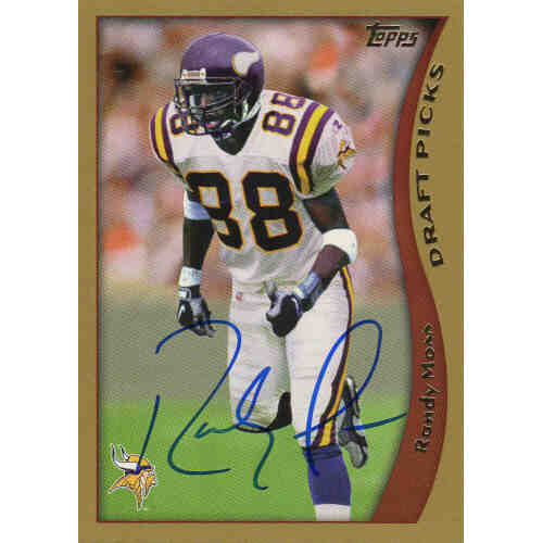 Randy Moss Signed Minnesota Vikings 1998 Topps Rookie Football Trading Card #352