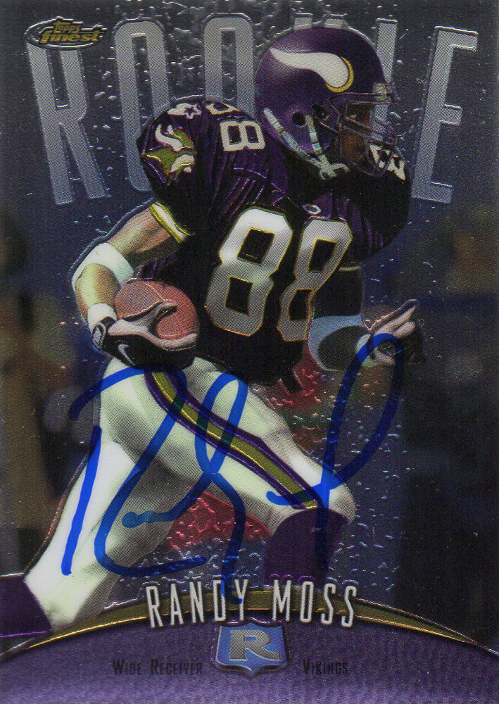 Randy Moss Signed Minnesota Vikings 1998 Topps Football Rookie