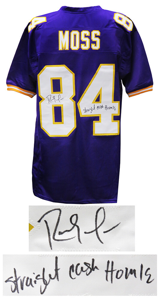 Randy Moss Signed Purple Custom Football Jersey w/Straight Cash Homie