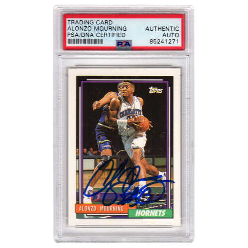 Alonzo Mourning Signed Charlotte Hornets 1992-93 Topps Rookie Basketball Card #393 - (PSA Encapsulated)