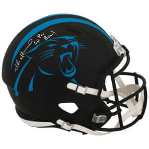 Muhsin Muhammad Signed Carolina Panthers 2022 Alternate Black Riddell Full Size Speed Replica Helmet w/2x Pro Bowl