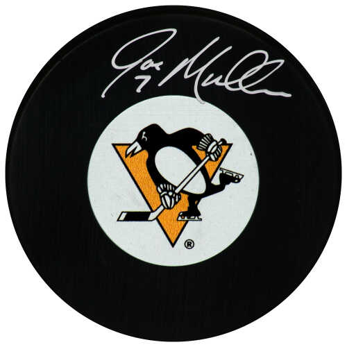 Joe Mullen Signed Pittsburgh Penguins Medium Logo Hockey Puck