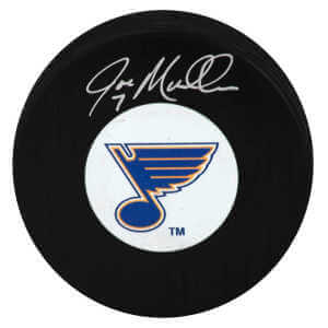 Joe Mullen Signed St Louis Blues (Medium) Logo Hockey Puck