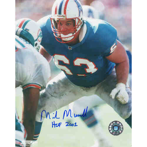 Mike Munchak Signed Houston Oilers vs Dolphins Action 8x10 Photo w/HOF 2001