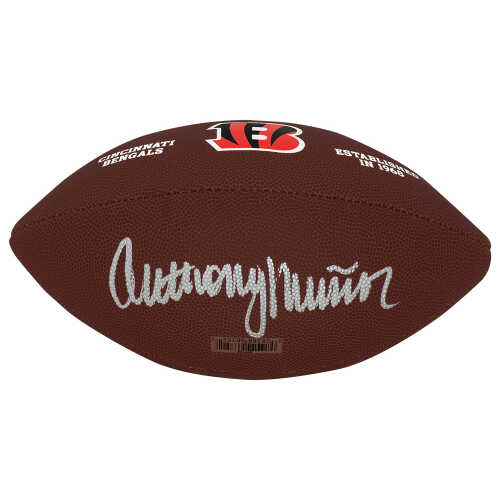 Anthony Munoz Signed Cincinnati Bengals Wilson Brown Team Logo Full Size Football