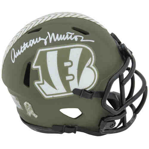 Anthony Munoz Signed Cincinnati Bengals Salute to Service Riddell Speed Mini Helmet