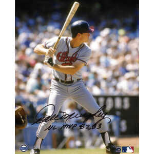 Dale Murphy Signed Atlanta Braves Grey Jersey Batting 8x10 Photo w/NL MVP 82, 83