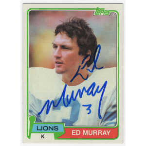 Eddie Murray Signed Detroit Lions 1981 Topps Rookie Football Trading Card #440