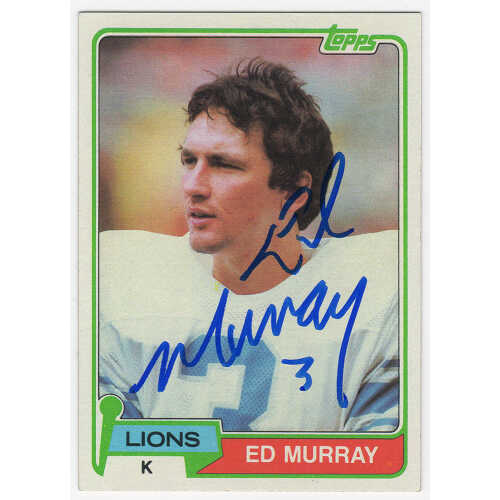 Eddie Murray Signed Detroit Lions 1981 Topps Rookie Football Trading Card #440
