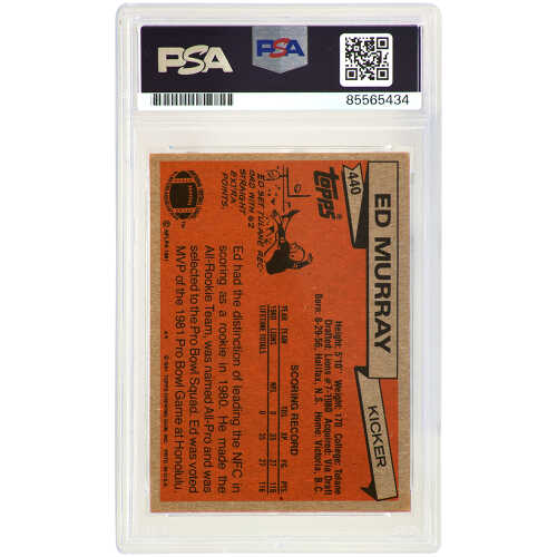 Eddie Murray Signed Detroit Lions 1981 Topps Rookie Football Trading Card #440 - (PSA Encapsulated) - Image 2
