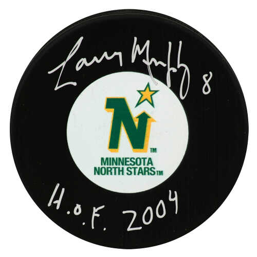 Larry Murphy Signed Minnesota North Stars (Medium) Logo Hockey Puck w/HOF 2004