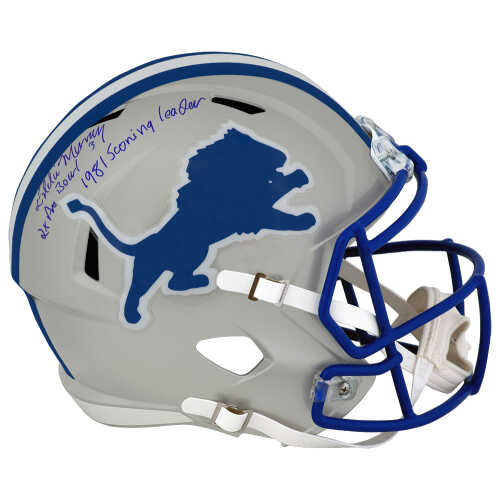 Eddie Murray Signed Detroit Lions Throwback Riddell Full Size Speed Replica Helmet w/2x Pro Bowl, 1981 Scoring Leader