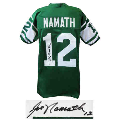 Joe Namath Signed Green Throwback Custom Football Jersey (Beckett)