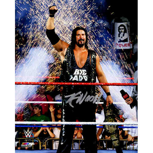 Kevin Nash Signed WWE Wrestling Arm Raised With Fireworks In Background 8x10 Photo