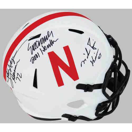 Johnny Rodgers, Mike Rozier & Eric Crouch  Signed Nebraska Cornhuskers Lunar Eclipse Riddell Full Size Speed Replica Helmet w/HT Yrs