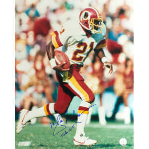 Mike Nelms Signed Washington Football Team White Jersey Action 16x20 Photo
