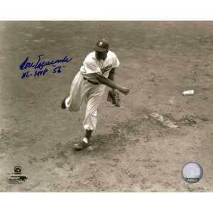 Don Newcombe Signed Brooklyn Dodgers B&W Pitching 8x10 Photo w/NL MVP 56