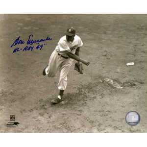 Don Newcombe Signed Brooklyn Dodgers B&W Pitching 8x10 Photo w/NL ROY 49