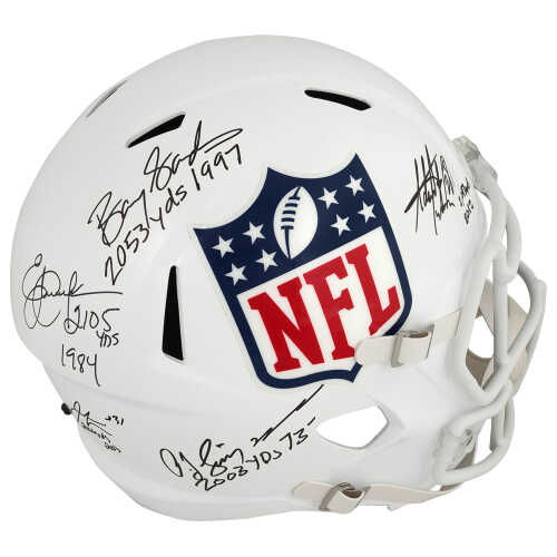 2,000 Yard Rushing Club Signed NFL Logo Riddell Full Size Speed Replica Helmet w/5 Signatures & Yard Totals