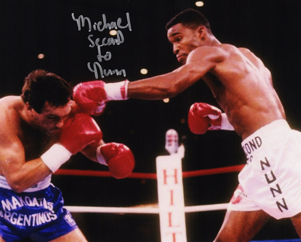 Michael Nunn Signed Boxing Action 8x10 Photo w/Second To Nunn