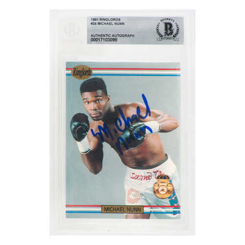 Michael Nunn Signed 1991 Ringlords Boxing Card #24 - (Beckett Encapsulated)