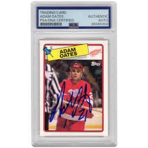 Adam Oates Signed Detroit Red Wings 1988 Topps Hockey Trading Card #161 - (PSA Encapsulated)