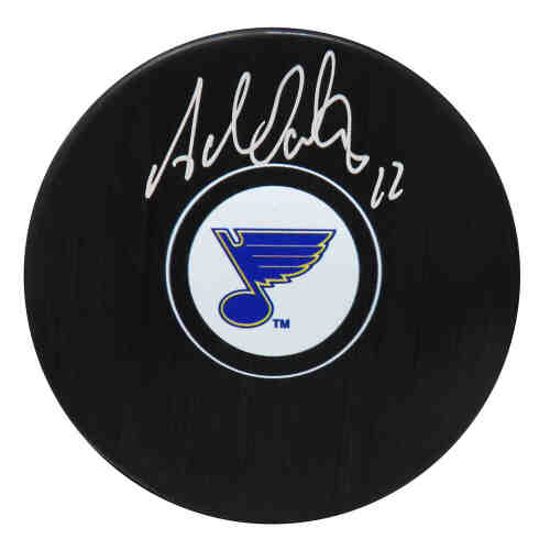 Adam Oates Signed St Louis Blues Logo Hockey Puck