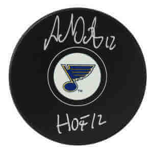 Adam Oates Signed St Louis Blues Logo Hockey Puck w/HOF'12