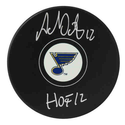 Adam Oates Signed St Louis Blues Logo Hockey Puck w/HOF'12
